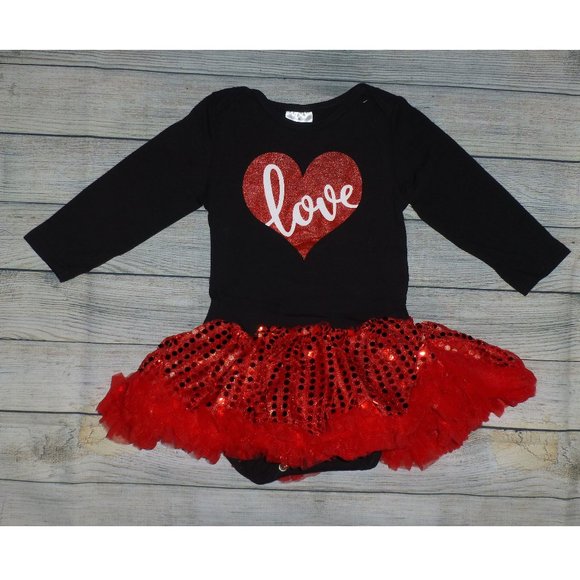 Baby Girls Valentine's Day Heart Tutu Romper Dress - Picture 2 of 2